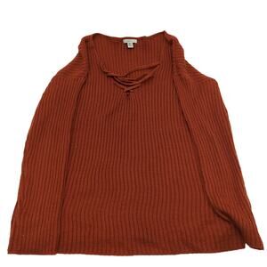 Cozy Casual Regular (M/L) Orange Ribbed Knit Pullover Sweater